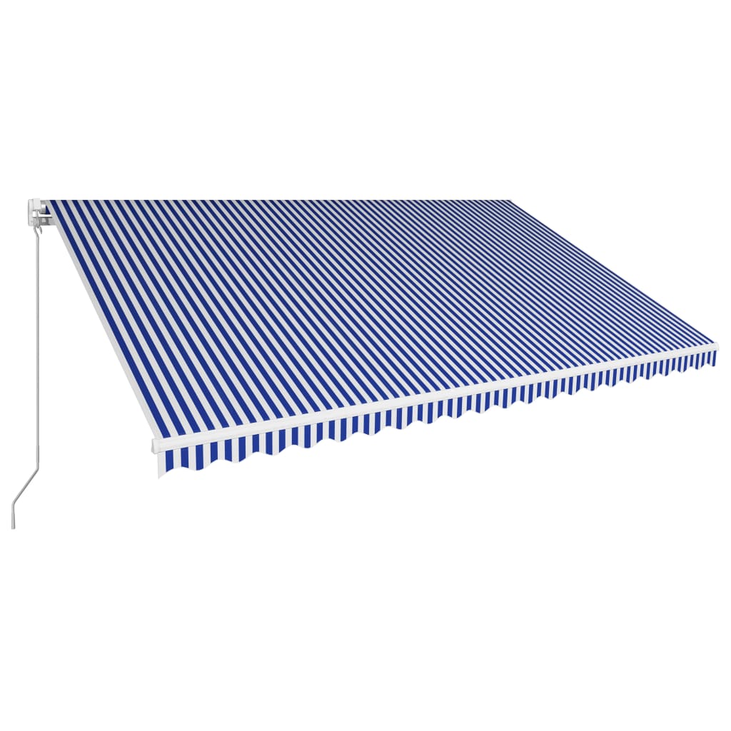 Einziehbare Markise Handbetrieben 500 x 300 cm Blau und Weiß