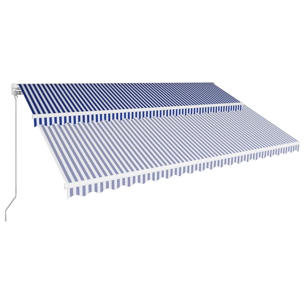 Einziehbare Markise Handbetrieben 500 x 300 cm Blau und Weiß