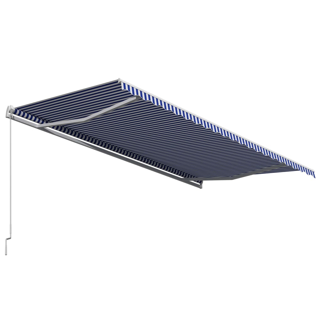 Einziehbare Markise Handbetrieben 500 x 300 cm Blau und Weiß