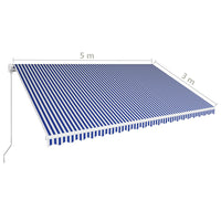 Thumbnail for Einziehbare Markise Handbetrieben 500 x 300 cm Blau und Weiß