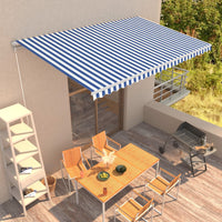 Thumbnail for Einziehbare Markise Handbetrieben 500 x 300 cm Blau und Weiß