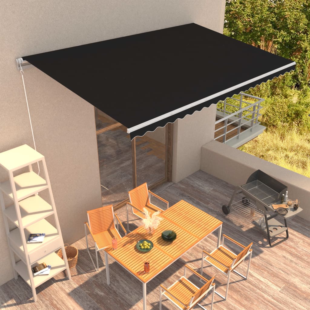 Einziehbare Markise Handbetrieben 500 x 300 cm Anthrazit