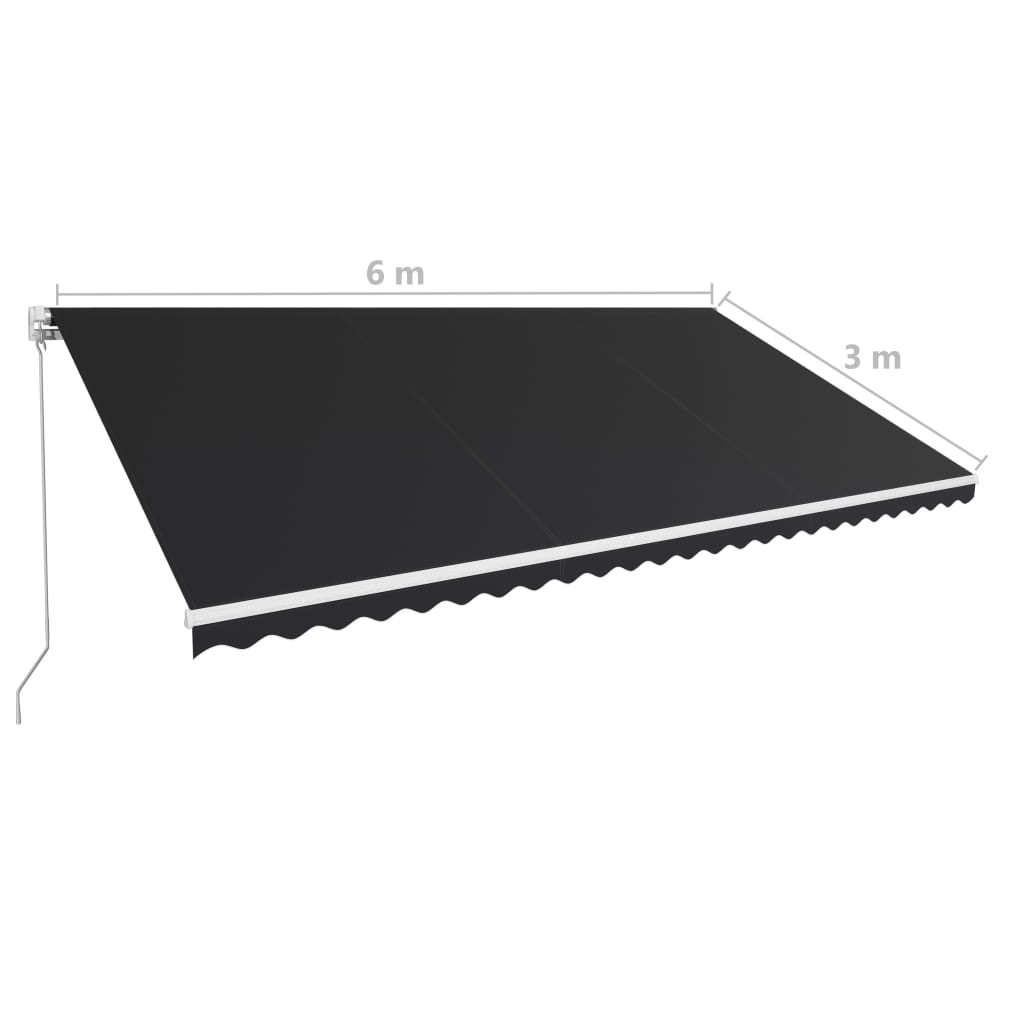 Einziehbare Markise Handbetrieben 600 x 300 cm Anthrazit