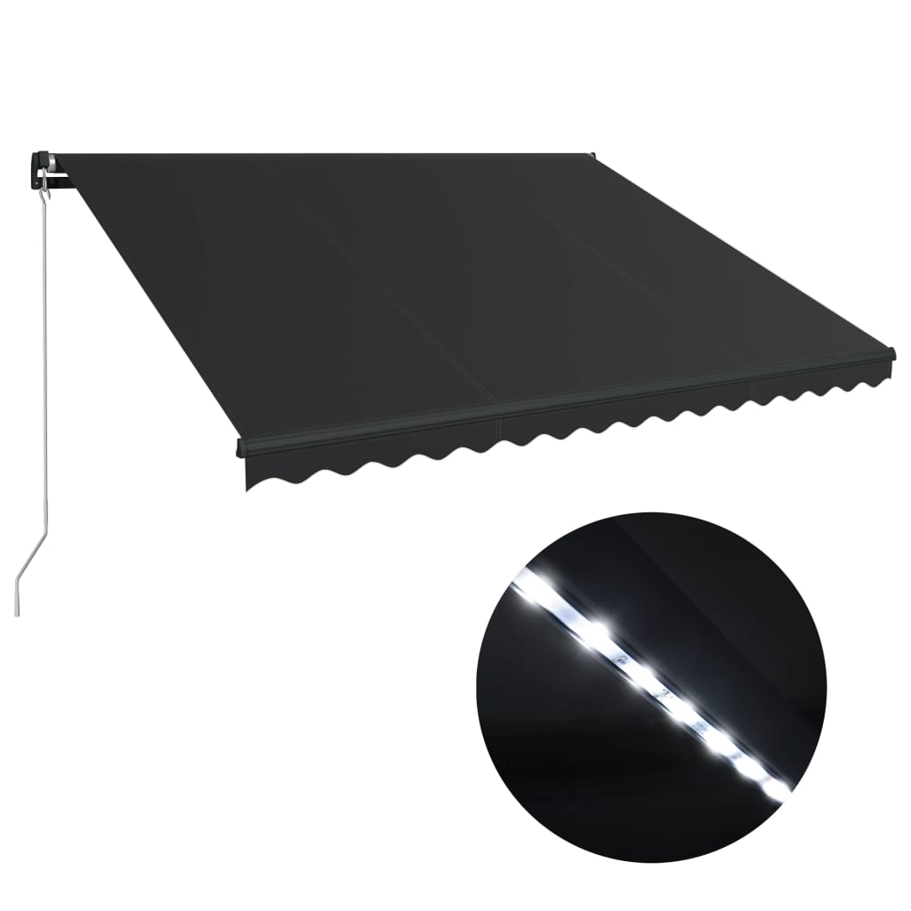 Einziehbare Markise mit LED Handbetrieben 450x300 cm Anthrazit