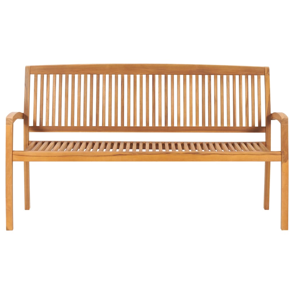 Stapelbare 3-Sitzer Gartenbank 159 cm Massivholz Teak