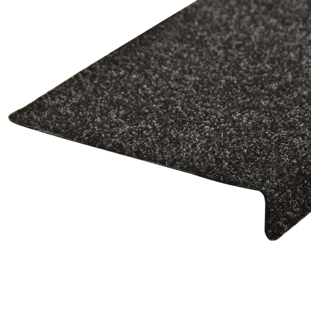 Treppenmatten 15 Stk. Nadelvlies 65x25 cm Schwarz