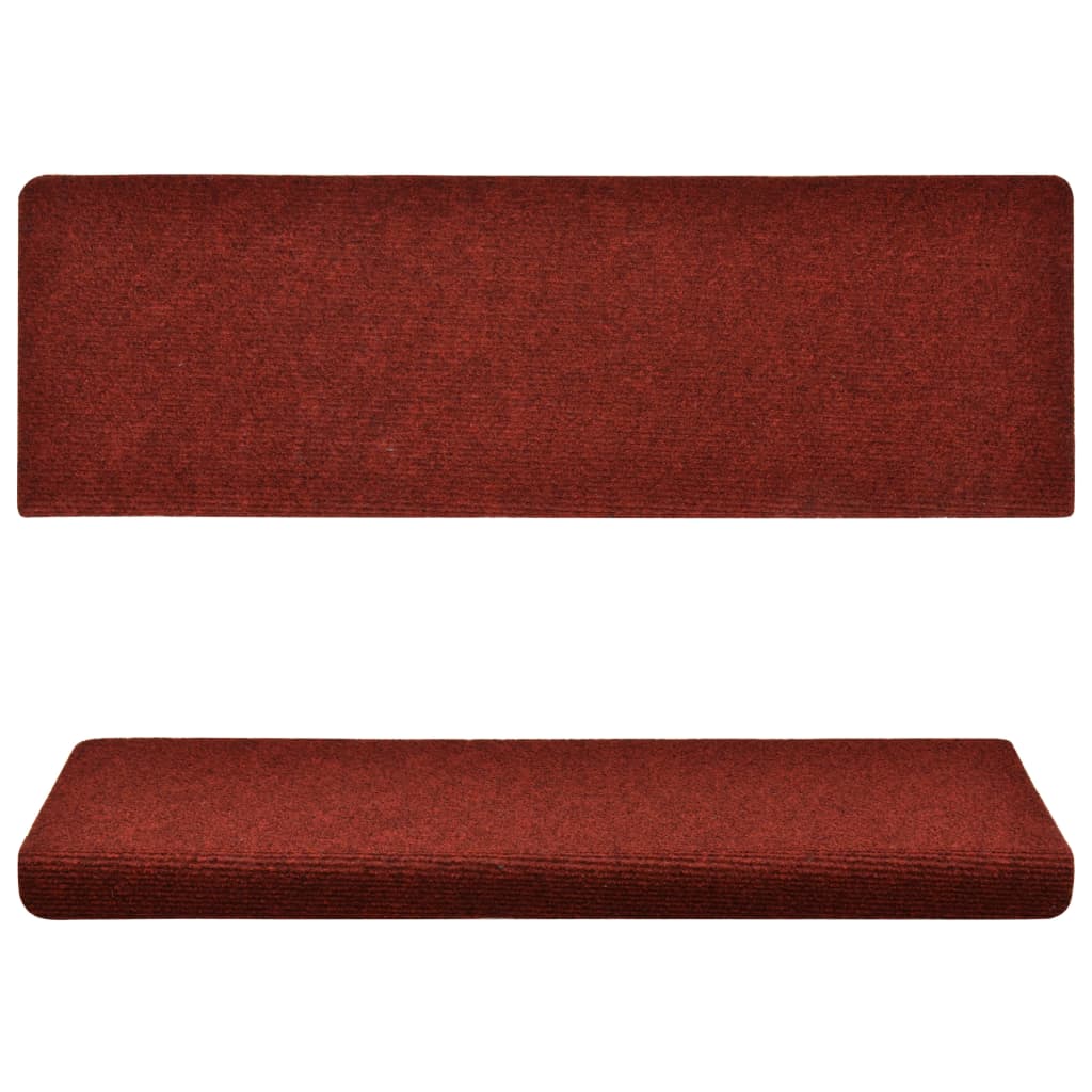 Treppenmatten 15 Stk. Nadelvlies 65x25 cm Rot