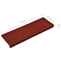 Thumbnail for Treppenmatten 15 Stk. Nadelvlies 65x25 cm Rot