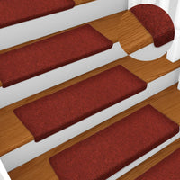 Thumbnail for Treppenmatten 15 Stk. Nadelvlies 65x25 cm Rot