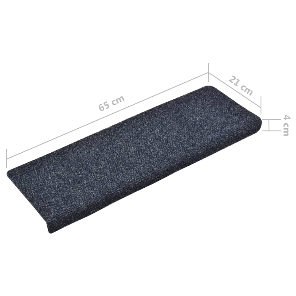 Treppenmatten 15 Stk. Nadelvlies 65x25 cm Blau