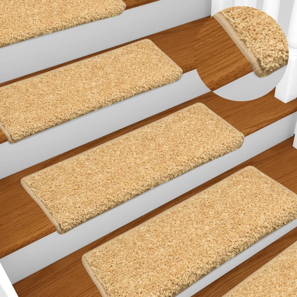 Teppich-Treppenstufen 15 Stk. 65 x 25 cm Beige