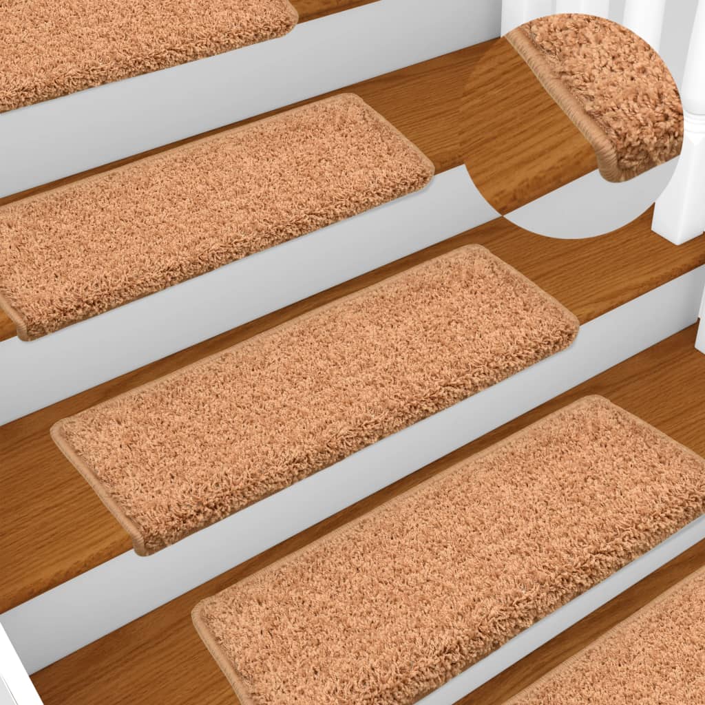 Teppich-Treppenstufen 15 Stk. 65 x 25 cm Braun