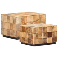 Thumbnail for Couchtische 2 Stk. in Block-Design Raues Mango-Massivholz