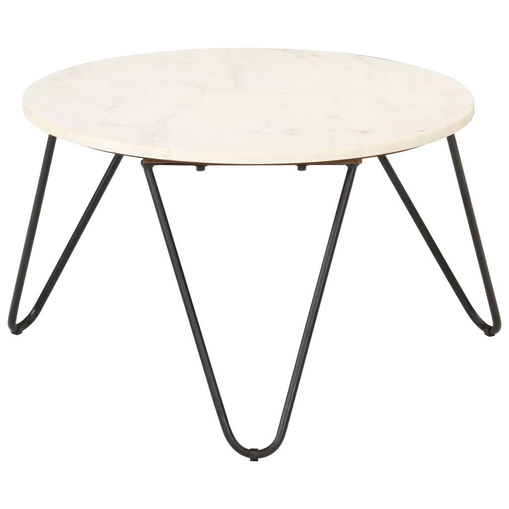 Couchtisch Weiß 65x65x42 cm Echtstein in Marmoroptik