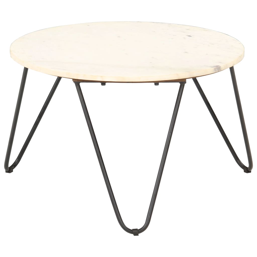 Couchtisch Weiß 65x65x42 cm Echtstein in Marmoroptik