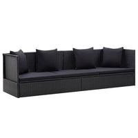 Thumbnail for Garten-Sofabett mit Kissen Poly Rattan Schwarz