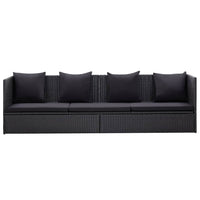 Thumbnail for Garten-Sofabett mit Kissen Poly Rattan Schwarz