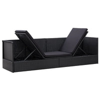 Thumbnail for Garten-Sofabett mit Kissen Poly Rattan Schwarz
