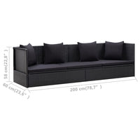 Thumbnail for Garten-Sofabett mit Kissen Poly Rattan Schwarz