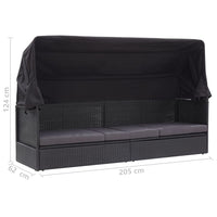 Thumbnail for Outdoor-Sofabett mit Sonnendach Poly Rattan Schwarz