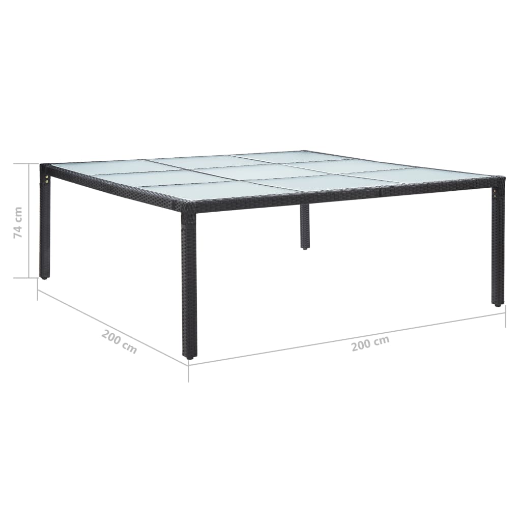 Garten-Esstisch Schwarz 200×200×74 cm Poly Rattan