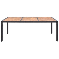 Thumbnail for Gartentisch Schwarz 200x150x74cm Poly Rattan Akazie Massivholz