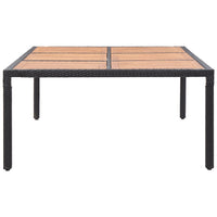 Thumbnail for Gartentisch Schwarz 200x150x74cm Poly Rattan Akazie Massivholz