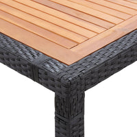 Thumbnail for Gartentisch Schwarz 200x150x74cm Poly Rattan Akazie Massivholz