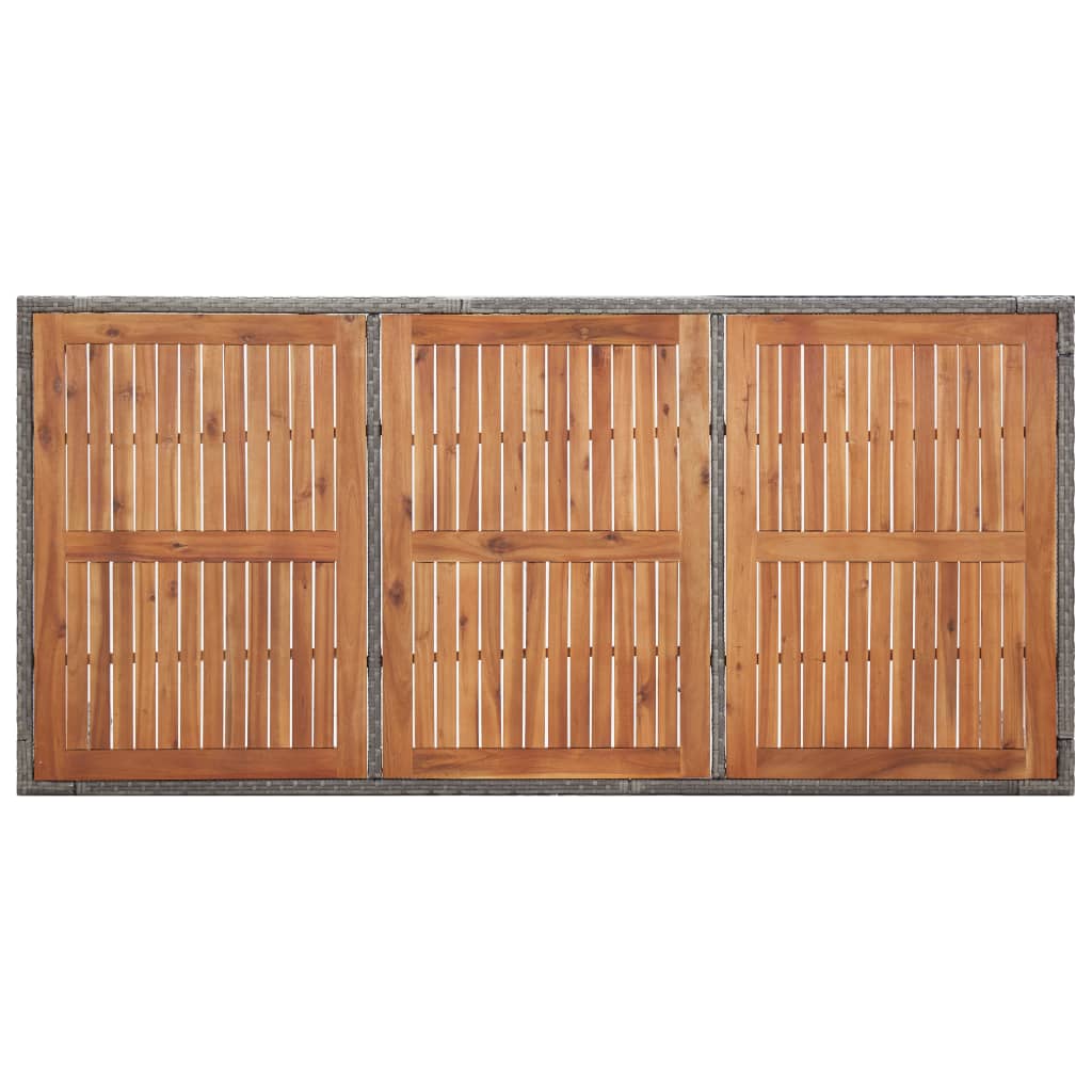 Gartentisch Grau 200x150x74cm Poly Rattan und Akazie Massivholz