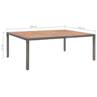 Thumbnail for Gartentisch Grau 200x150x74cm Poly Rattan und Akazie Massivholz