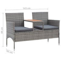 Thumbnail for 2-Sitzer-Gartenbank mit Teetisch 143 cm Poly Rattan Grau