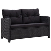 Thumbnail for 2-Sitzer-Gartensofa mit Kissen Schwarz 124 cm Poly Rattan