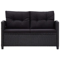 Thumbnail for 2-Sitzer-Gartensofa mit Kissen Schwarz 124 cm Poly Rattan