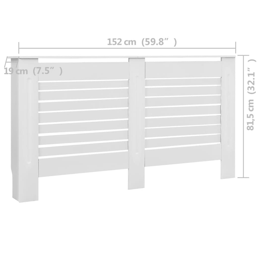 Heizkörperverkleidungen 2 Stk. Weiß 152 x 19 x 81,5 cm MDF