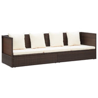 Thumbnail for Garten-Sofabett mit Kissen Poly Rattan Braun