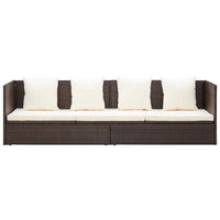 Thumbnail for Garten-Sofabett mit Kissen Poly Rattan Braun