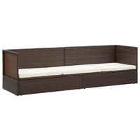 Thumbnail for Garten-Sofabett mit Kissen Poly Rattan Braun