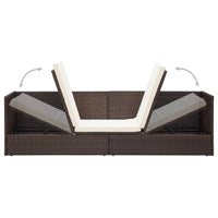Thumbnail for Garten-Sofabett mit Kissen Poly Rattan Braun