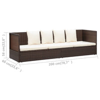 Thumbnail for Garten-Sofabett mit Kissen Poly Rattan Braun