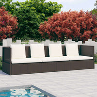 Thumbnail for Garten-Sofabett mit Kissen Poly Rattan Braun