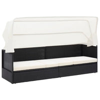 Thumbnail for Gartensofa mit Sonnendach Schwarz Poly Rattan