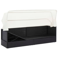 Thumbnail for Gartensofa mit Sonnendach Schwarz Poly Rattan