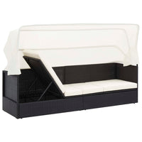 Thumbnail for Gartensofa mit Sonnendach Schwarz Poly Rattan