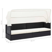 Thumbnail for Gartensofa mit Sonnendach Schwarz Poly Rattan