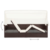 Thumbnail for Gartensofa mit Sonnendach Poly Rattan Braun