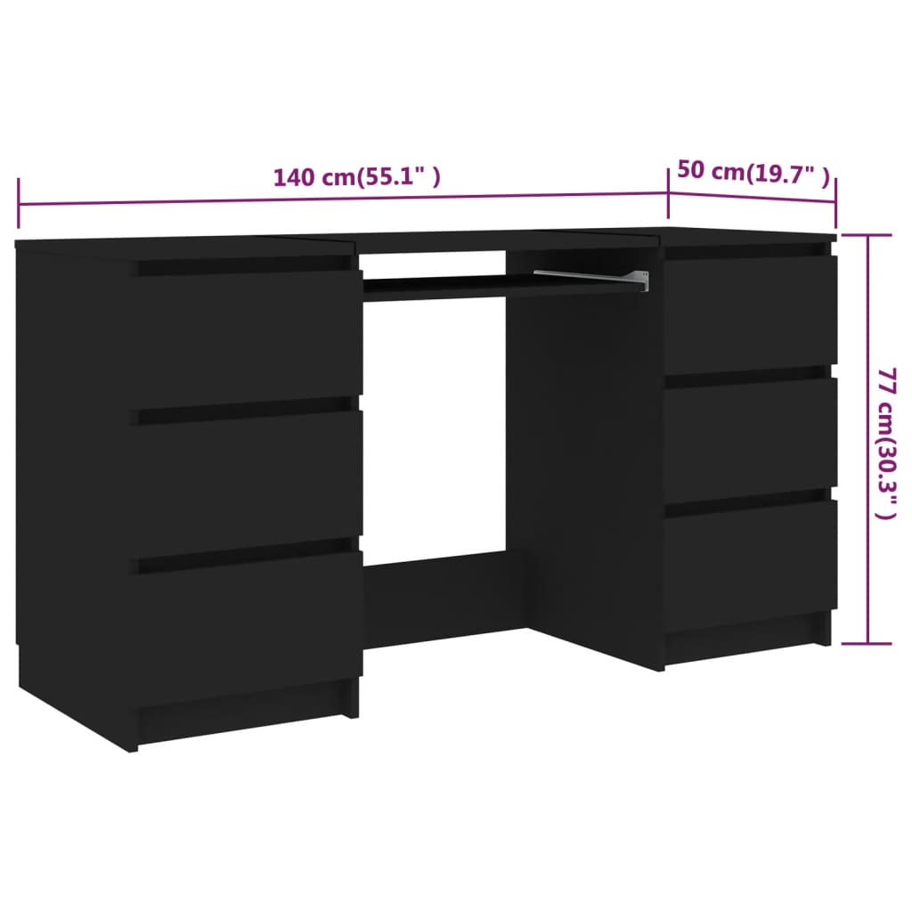 Schreibtisch Schwarz 140x50x77 cm Holzwerkstoff