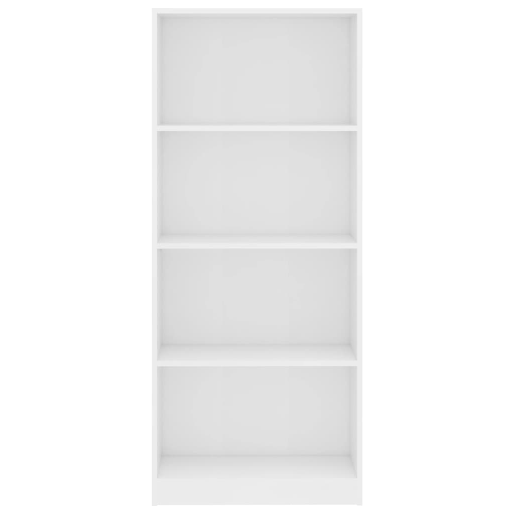 Bücherregal 4 Fächer Weiß 60x24x142 cm Holzwerkstoff