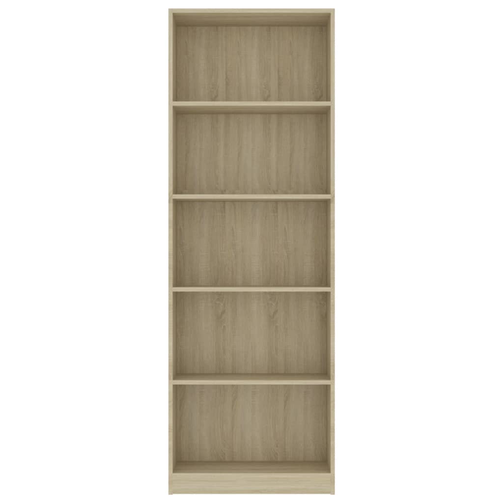 Bücherregal 5 Fächer Sonoma-Eiche 60x24x175 cm Holzwerkstoff