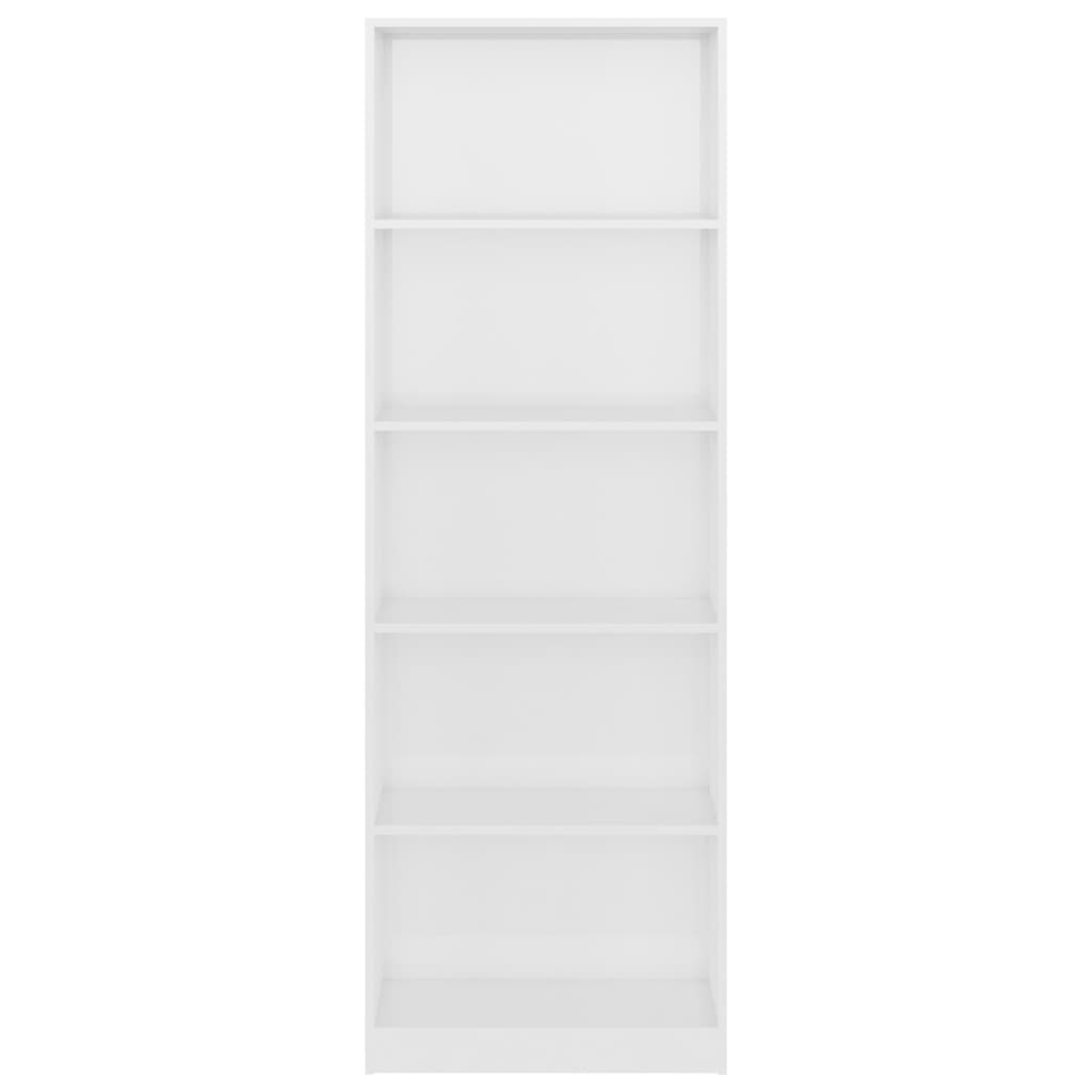 Bücherregal 5 Fächer Hochglanz-Weiß 60x24x175 cm Holzwerkstoff