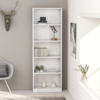 Thumbnail for Bücherregal 5 Fächer Hochglanz-Weiß 60x24x175 cm Holzwerkstoff